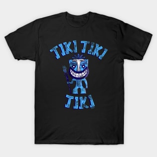 Blue Tiki Man Hawaiian Vibes Tropical Distressed Look Cute T-Shirt